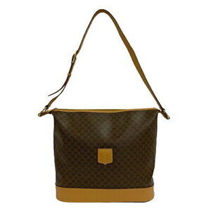 Celine Macadam Shoulder Bag Brown Leather